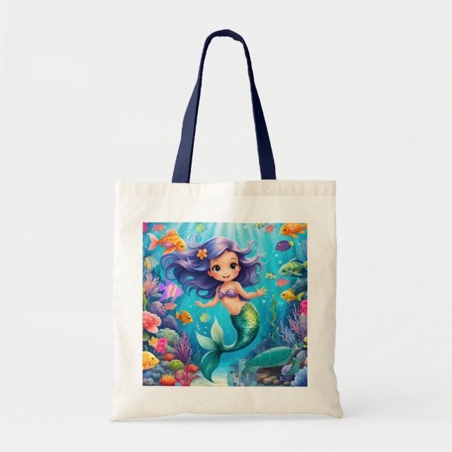 Cute Mermaid Tote Bag Overnight Slumber Bag (Front)