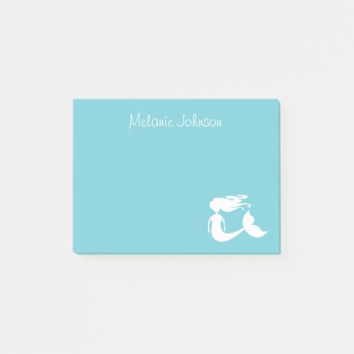 Cute mermaid turquoise personalized Post_it notes