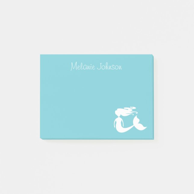 Cute mermaid turquoise personalized Post-it® notes (Front)