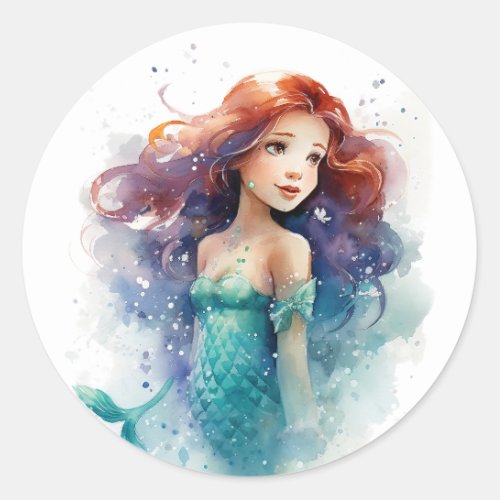 Cute Mermaid Under the Sea Birthday Classic Round Sticker