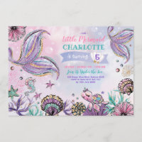 Cute Mermaid Under the Sea Birthday Party Invitation