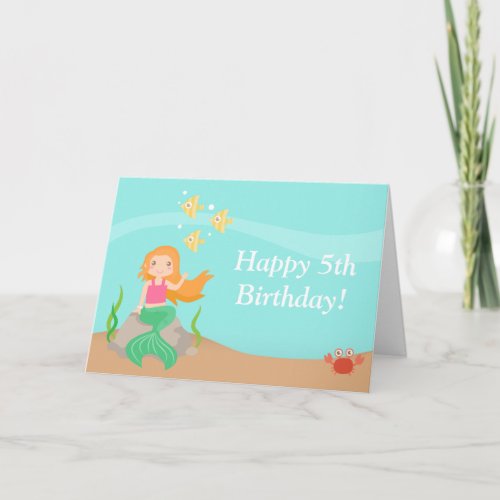 Cute Mermaid under the sea for Birthday Girl Card
