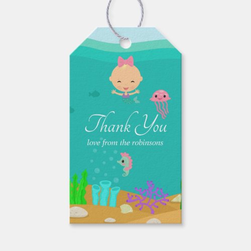 Cute Mermaid Under the Sea Girl Baby Shower Gift Tags