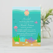Cute Mermaid Under the Sea Girl Baby Shower Invitation (Standing Front)