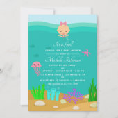 Cute Mermaid Under the Sea Girl Baby Shower Invitation (Front)