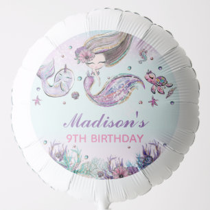 Cute Mermaid Under the Sea Pool Birthday Party Balloon