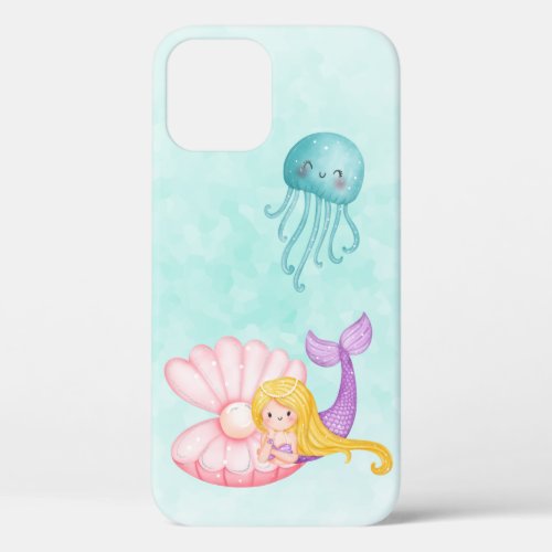 Cute Mermaid Under the Sea Watercolor iPhone 12 Case