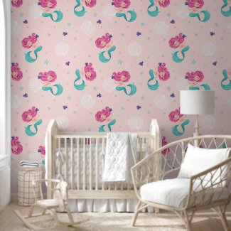 Cute Mermaid Under Water Corals Soft Peach Nursery