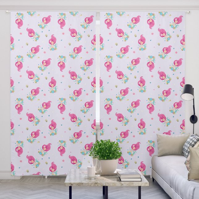 Cute Mermaid Under Water Lavender Mist Nursery Blackout Curtains (Living Room)
