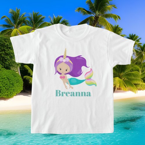 Cute Mermaid Unicorn add name t_shirt