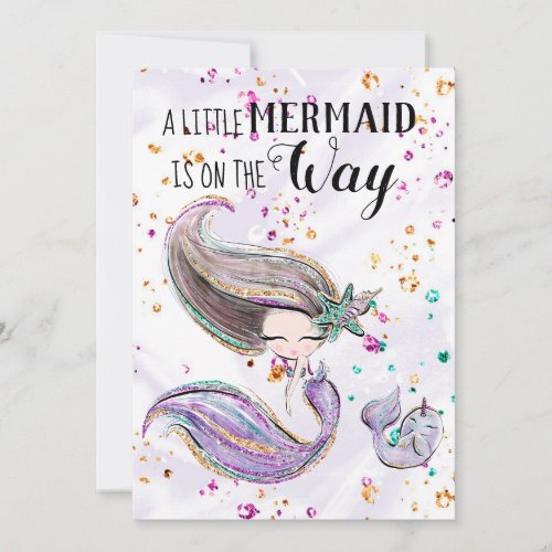 ~ Cute Mermaid Whaleicorn Baby Shower Invitation