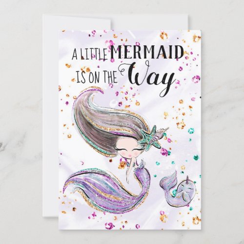  Cute Mermaid Whaleicorn Baby Shower Invitation