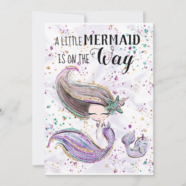 *~* Cute Mermaid Whaleicorn Baby Shower Invitation (Front)
