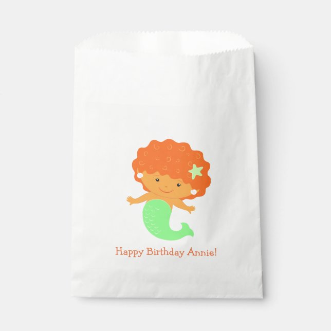 Cute Mermaid White Favor Bag (Front)