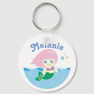 Cute Mermaid with Pink Hair Personalised Keychain