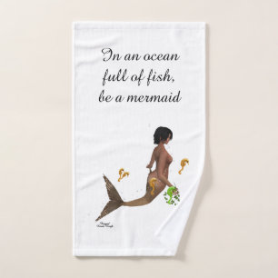 Cute Mermaid With Seahorses Hand Towel