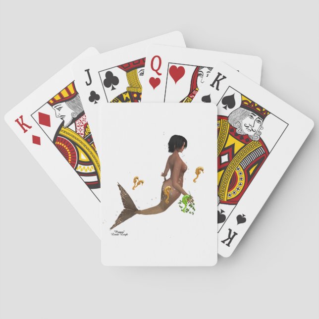 Cute Mermaid With Seahorses Playing Cards (Back)