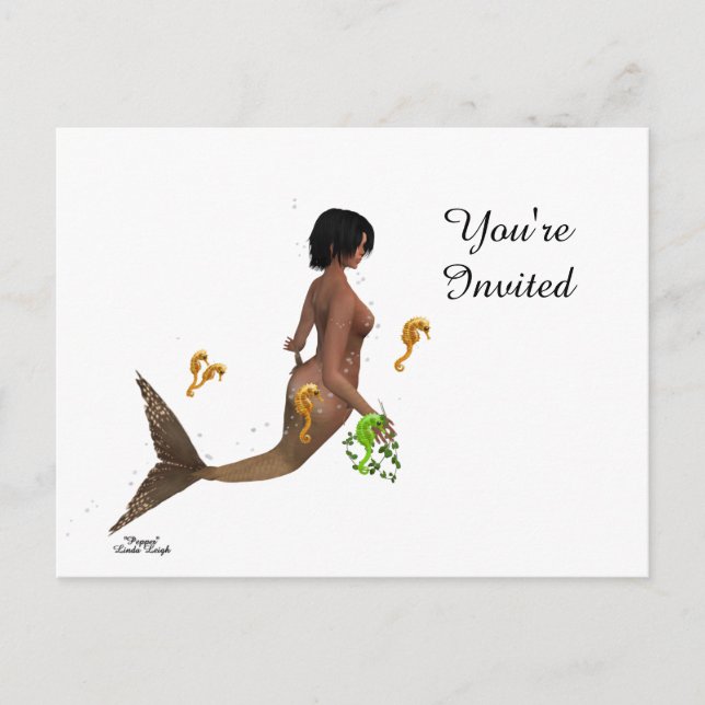 Cute Mermaid With Seahorses Postcard (Front)