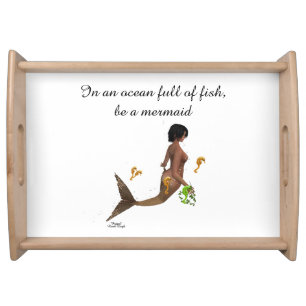 Cute Mermaid With Seahorses Serving Tray