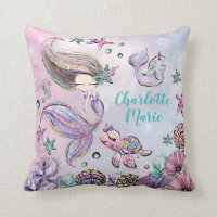 Cute Mermaid with Turtle and Narwhal Girl Nursery