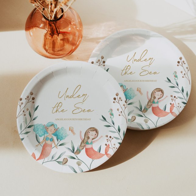 Cute Mermaids Birthday Paper Plates (Creator Uploaded)