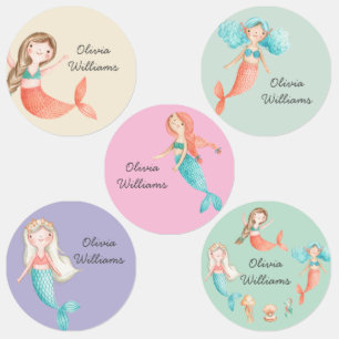 Cute Mermaids Day Care School Name Clothing Labels