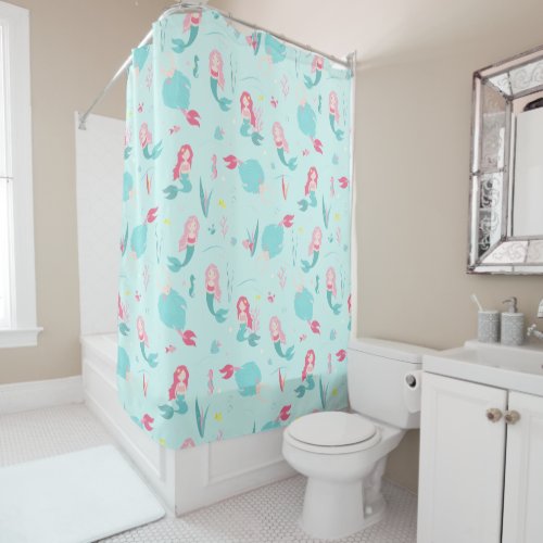 Cute Mermaids Pink and Turquoise Pattern   Shower Curtain
