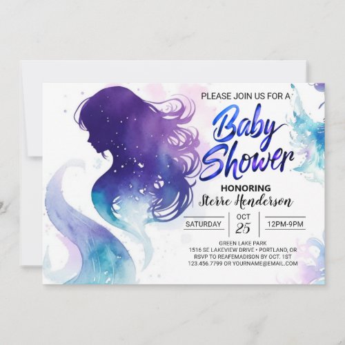 Cute Mermaids Seashell Serenade Baby Shower Invitation