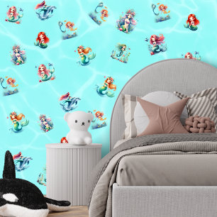 Cute Mermaids Theme Kids Playroom  Wallpaper