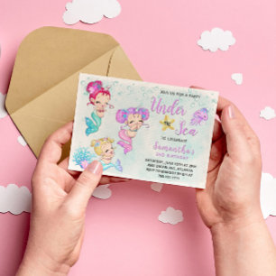 Cute Mermaids Under the Sea Birthday Party Invitation