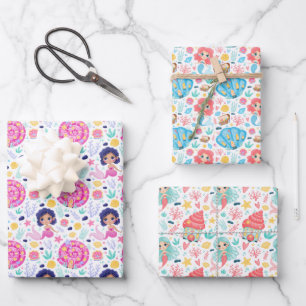 Cute Mermaids Wrapping Paper Set of 3