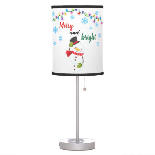 Cute Merry and Bright Christmas Snowman Winter  Table Lamp