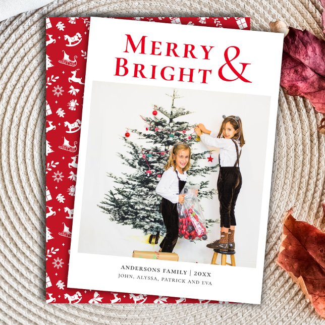 Cute Merry & Bright Fun Christmas Kids Photo Holiday Card (All is Bright Fun Christmas Kids Photo Holiday Card)