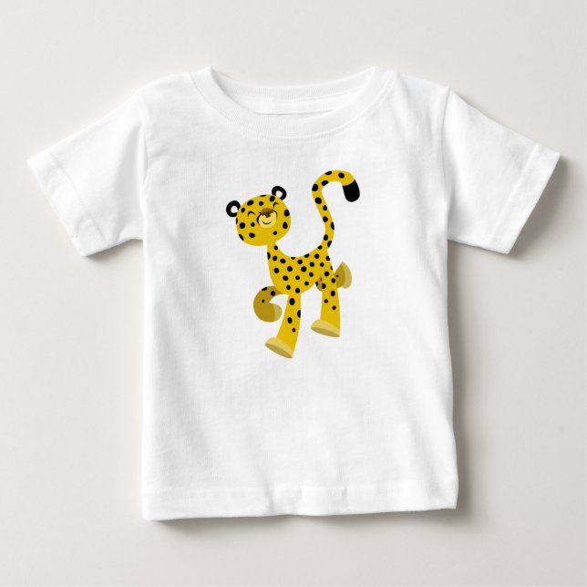 Cute Merry Cartoon Cheetah Baby T-Shirt (Front)