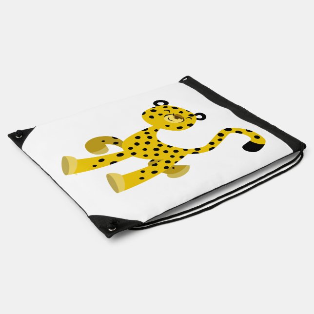 Cute Merry Cartoon Cheetah Drawstring Backpack (Side)