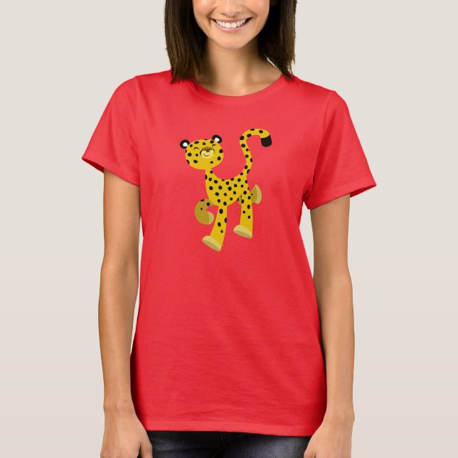 Cute Merry Cartoon Cheetah Women T-Shirt (Front)