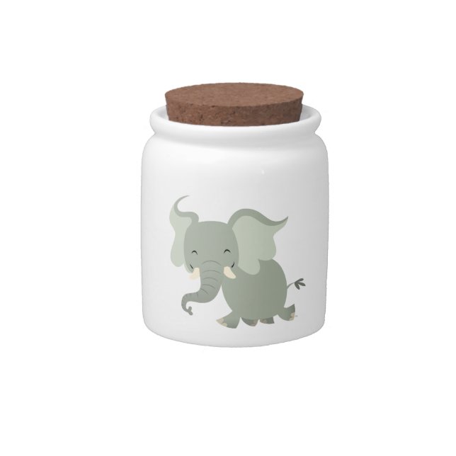 Cute Merry Cartoon Elephant Candy Jar (Front)