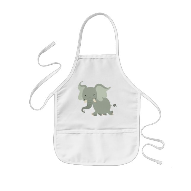 Cute Merry Cartoon Elephant Children Apron (Front)