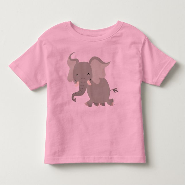 Cute Merry Cartoon Elephant Children T-Shirt (Front)