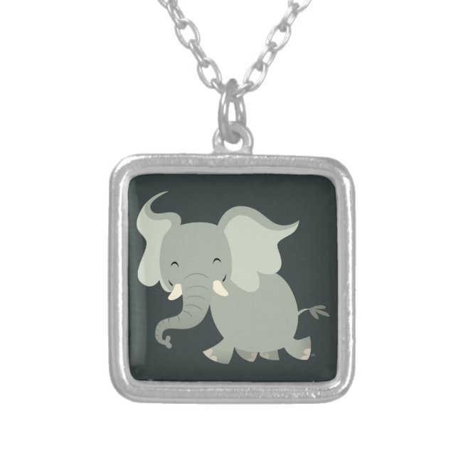 Cute Merry Cartoon Elephant Necklace (Front)