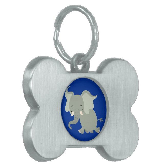 Cute Merry Cartoon Elephant Pet Tag (Front Left)