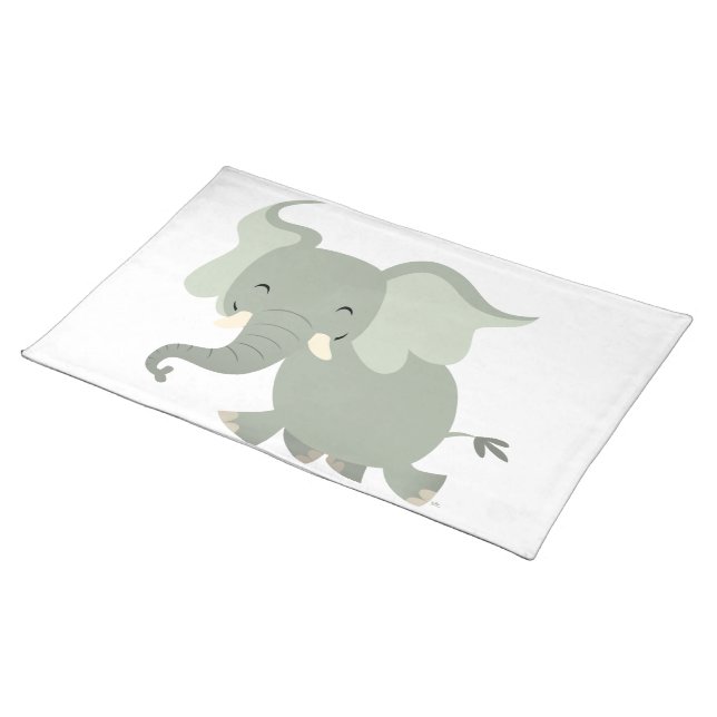Cute Merry Cartoon Elephant Placemat (On Table)