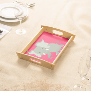 Cute Merry Cartoon Elephant Serving Tray