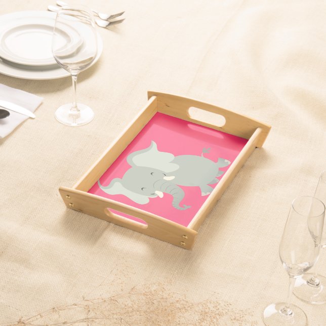 Cute Merry Cartoon Elephant Serving Tray (Front)
