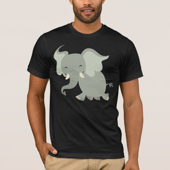 Cute Merry Cartoon Elephant T-Shirt (Front)