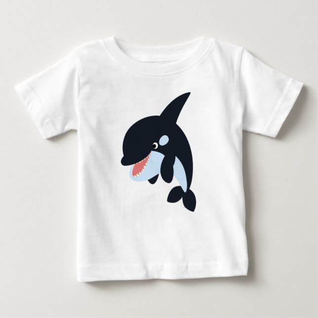 Cute Merry Cartoon Killer Whale Baby T-Shirt (Front)
