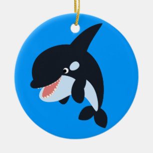 Cute Merry Cartoon Killer Whale Ornament