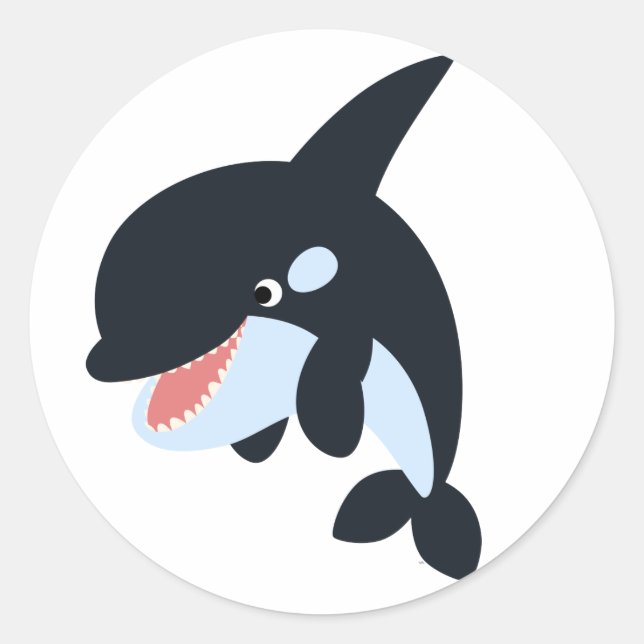 Cute Merry Cartoon Killer Whale Sticker (Front)