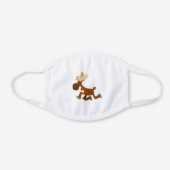 Cute Merry Cartoon Moose White Cotton Face Mask (Front)