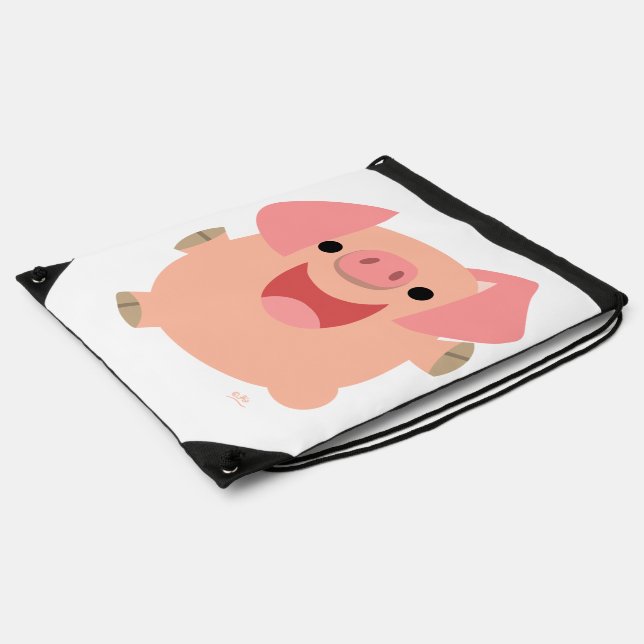 Cute Merry Cartoon Pig Drawstring Backpack (Side)